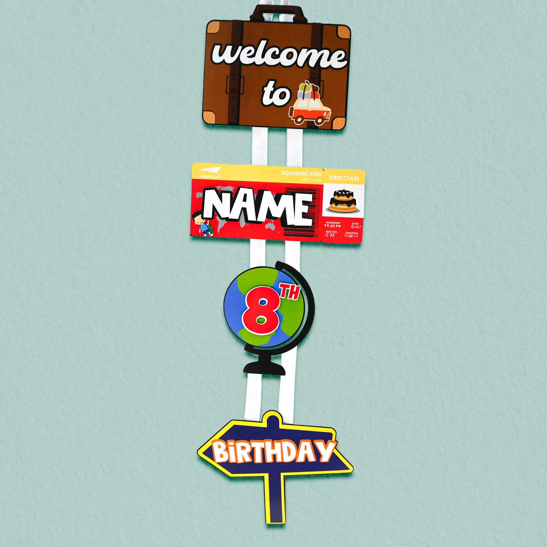 Personalized Travel Theme Welcome Banner For Birthday Party Decoration