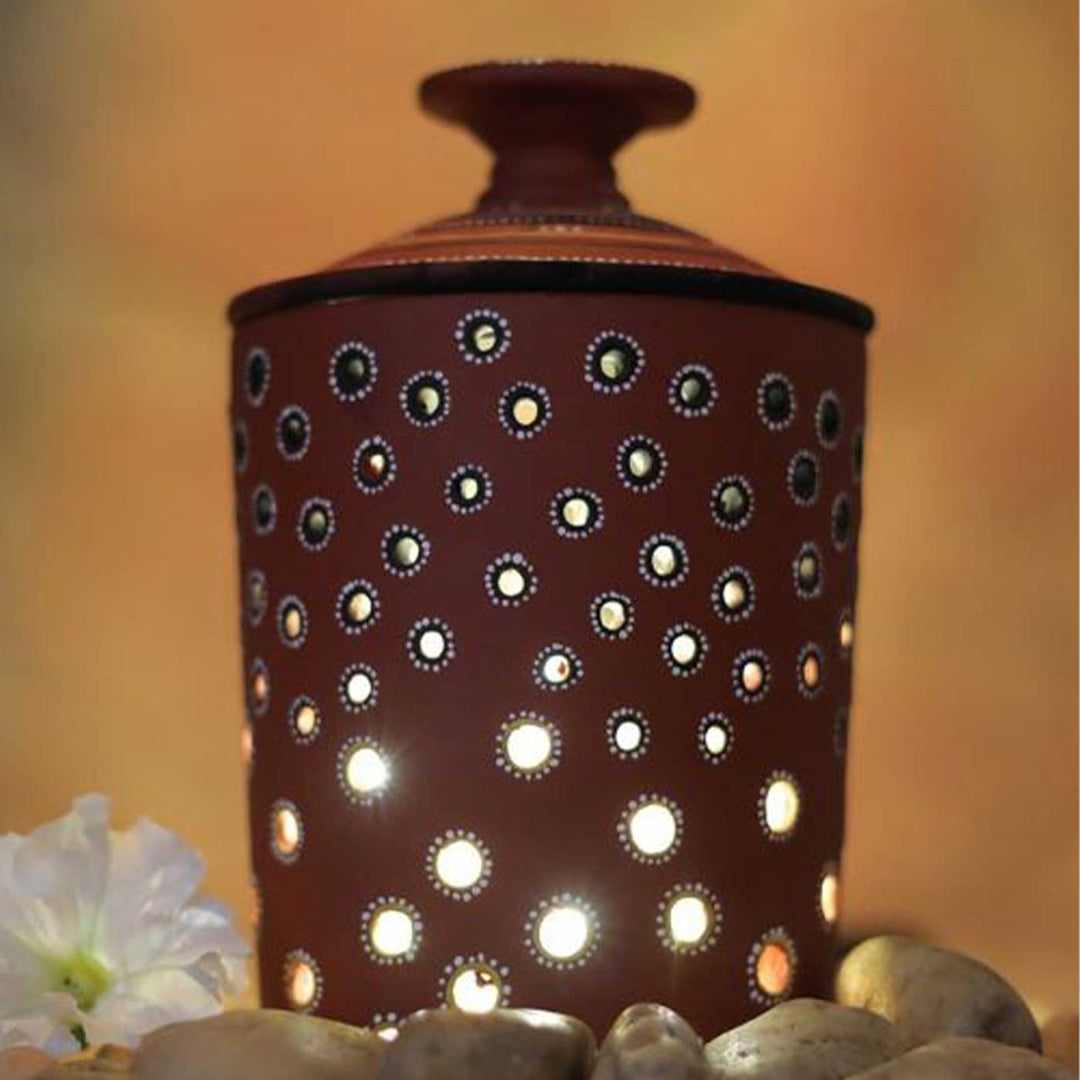 Handmade Brown Jar Terracotta Oil Lamp / Diya