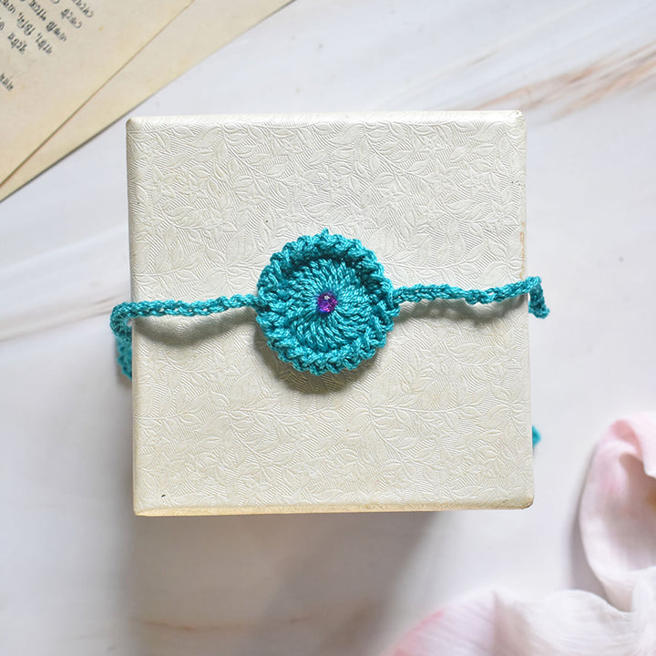 Handmade Crochet Rakhi With Roli Chawal