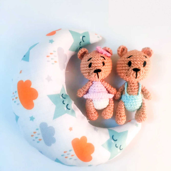 Handmade Crochet Twin Teddies Theme Cotton Dolls