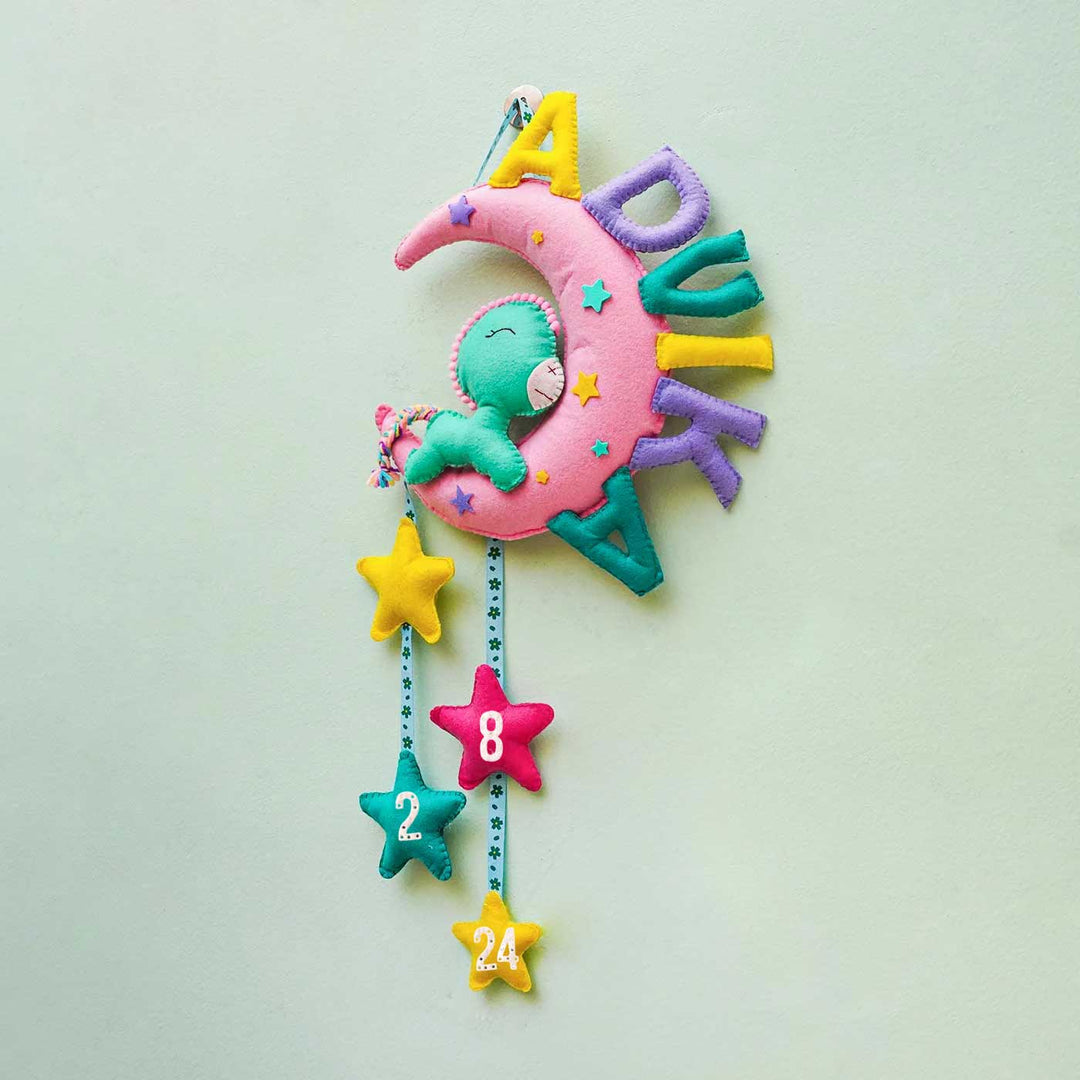 Personalized Handmade Unicorn Moon Felt Name Plate