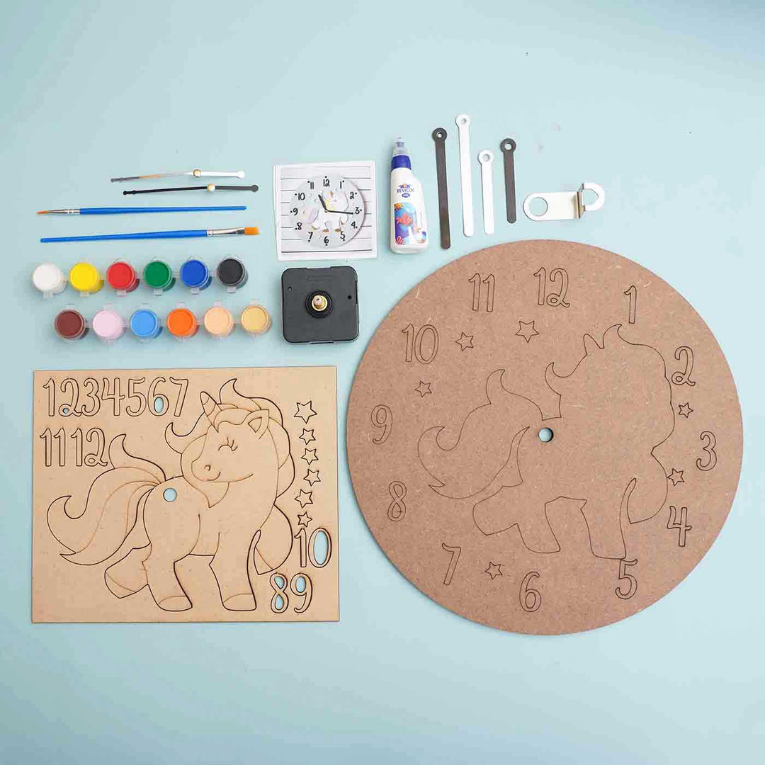 Unicorn Theme Wall Clock DIY Kit For Kids