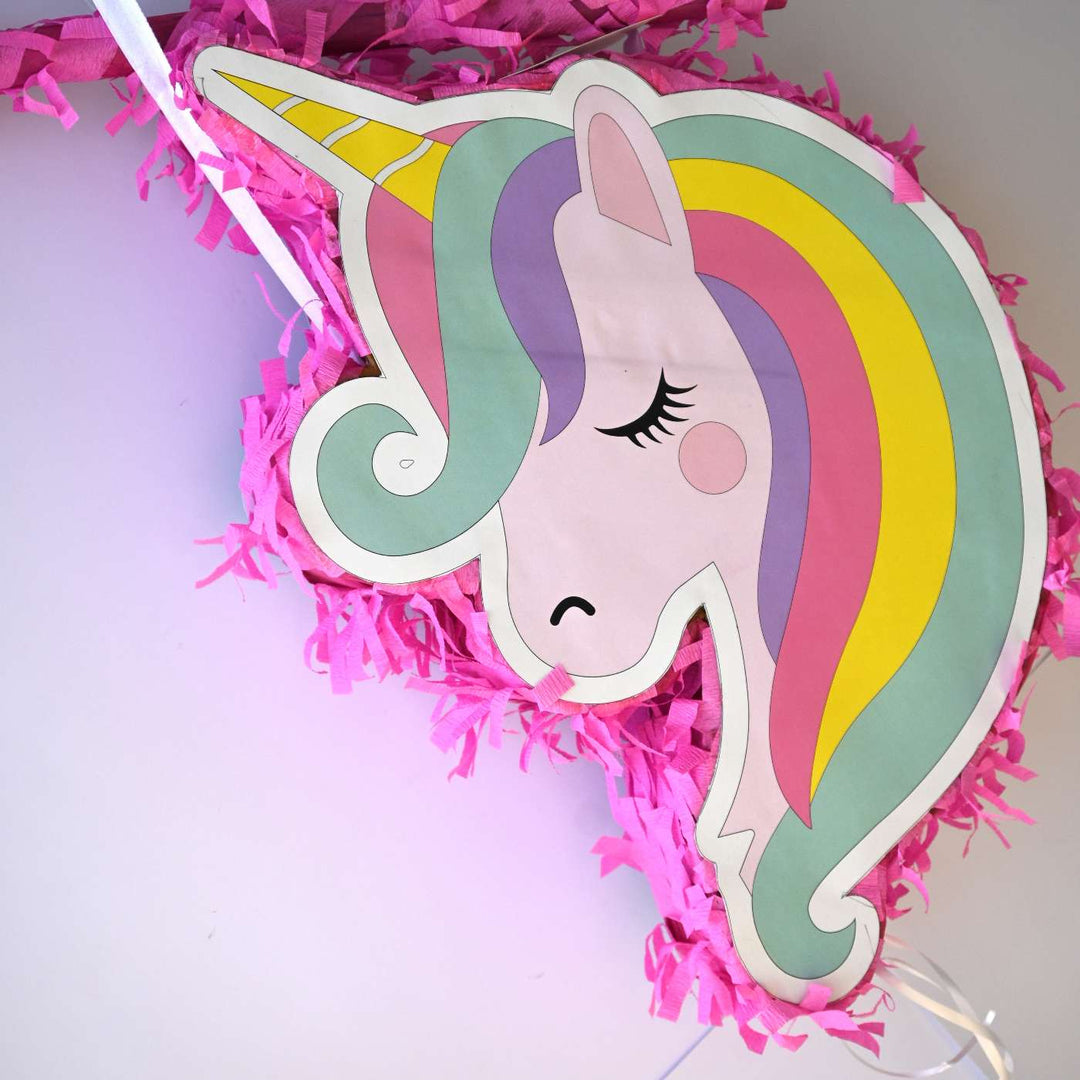 Handmade Unicorn Theme Pull String Pinata With Stick For Birthday Party Decoration