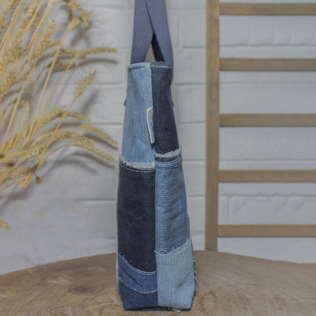 Handcrafted Upcycled Denim Patched Tote Bag