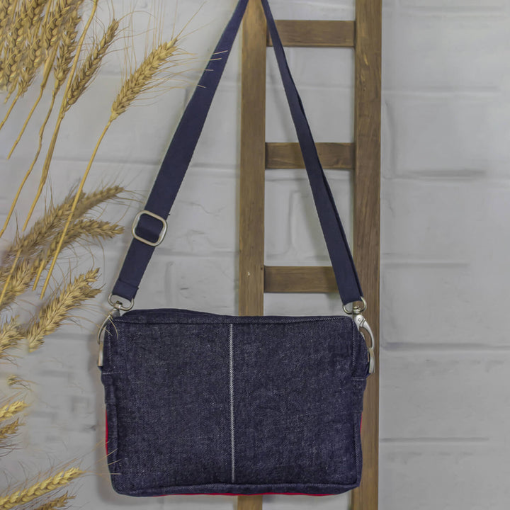 Handcrafted Upcycled Denim Crossbody Sling Bag For Women