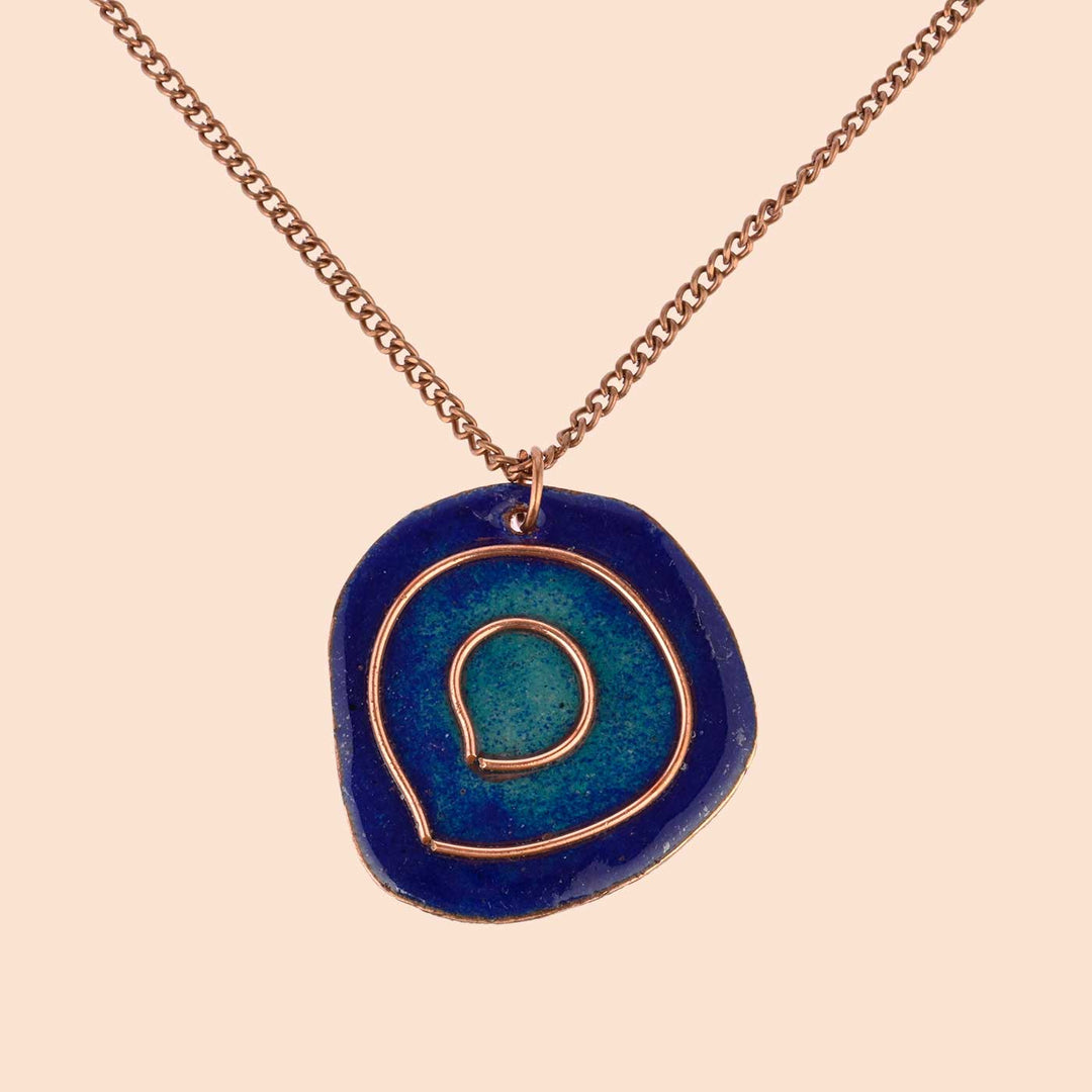 Hand Crafted Blue Copper Enamel Vartul Pendant