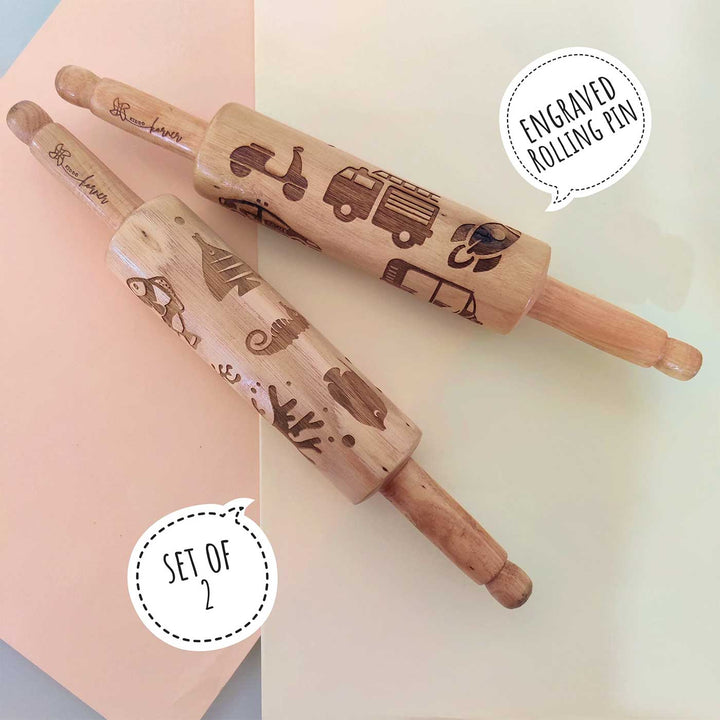 Handmade Rolling Pin Combo (Vehicle & Dino) | Set Of 2