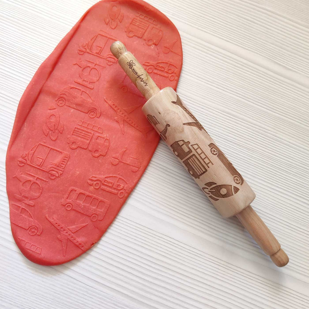 Handmade Vehicle Theme Play Dough Rolling Pin