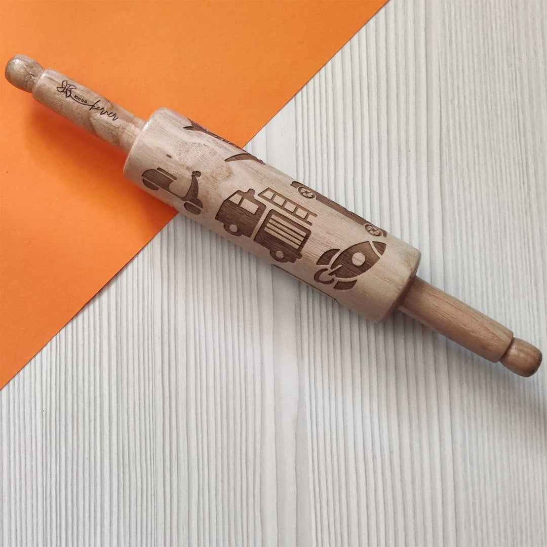 Handmade Vehicle Theme Play Dough Rolling Pin