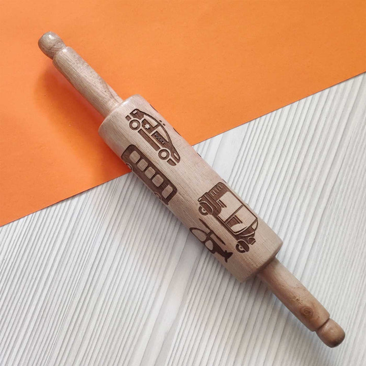 Handmade Vehicle Theme Play Dough Rolling Pin