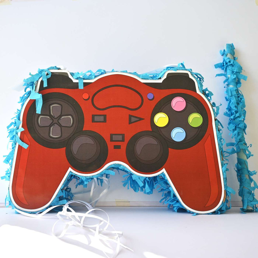 Handmade Video Game Controller Theme Pull String Pinata With Stick For Birthday Party Decoration