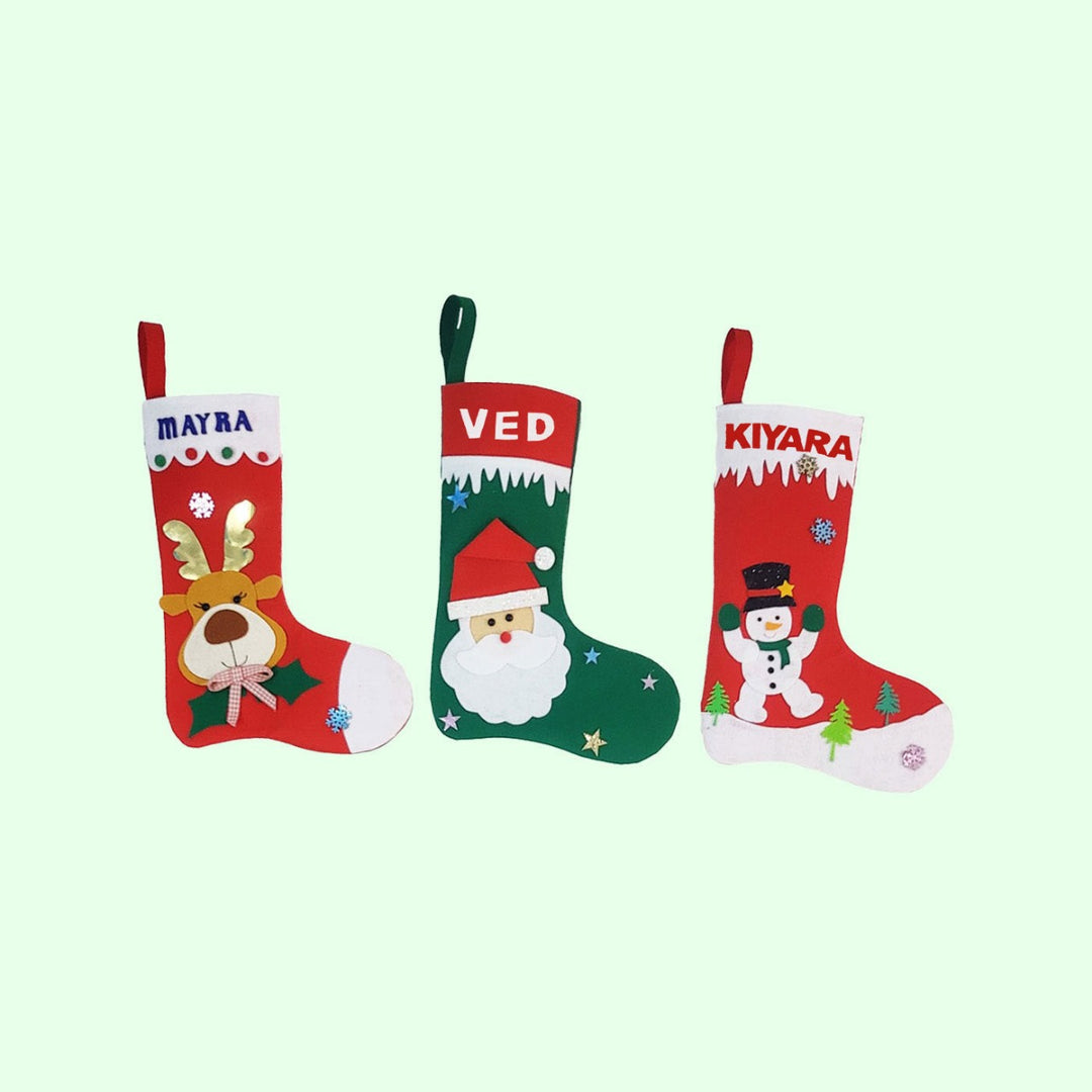 Personalized X Large Santa Felt Stocking For Christmas Wall Decoration