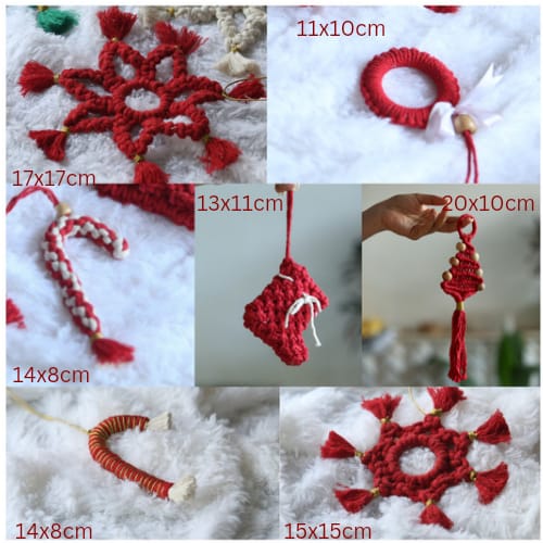 Macrame Christmas Tree Ornament | Pack of 7