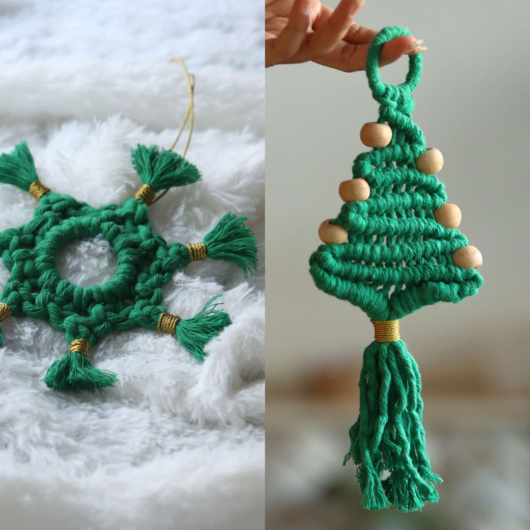 Macrame Christmas Tree Ornament | Pack of 2