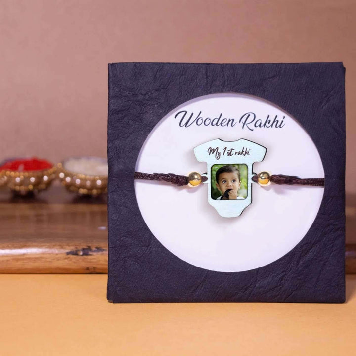 Photo Personalized 'My First Rakhi' Wooden Kids Rakhi For Newborns