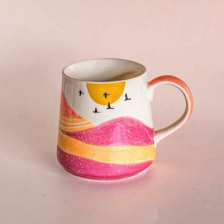 Hand-Painted Pink Wilderness Ceramic Mug