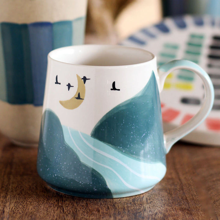 Hand-Painted Teal Wilderness Ceramic Mug