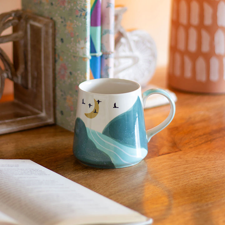 Hand-Painted Teal Wilderness Ceramic Mug