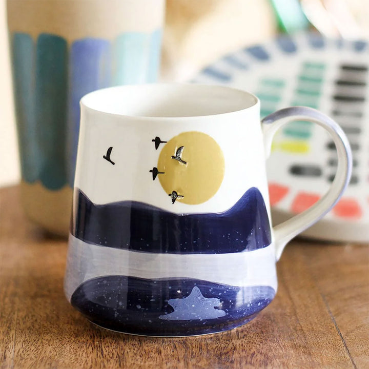 Hand-Painted Blue Wilderness Ceramic Mug