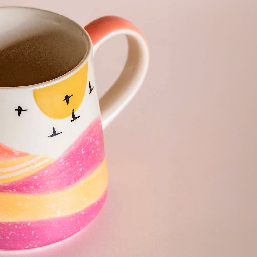 Hand-Painted Pink Wilderness Ceramic Mug