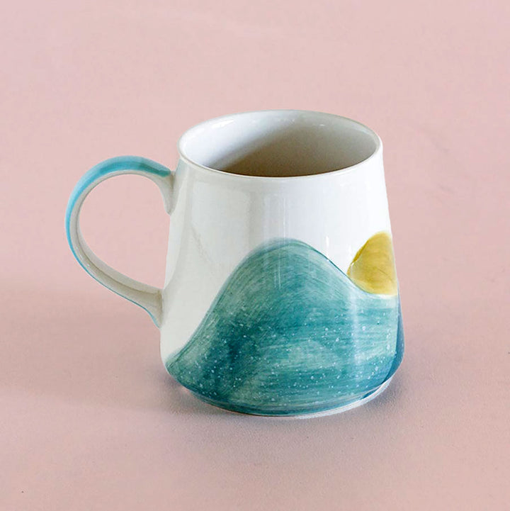 Hand-Painted Teal Wilderness Ceramic Mug