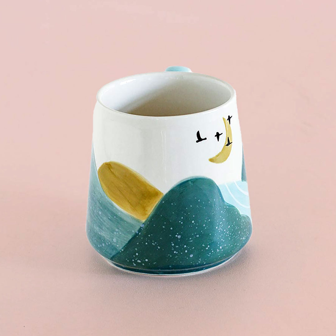 Hand-Painted Teal Wilderness Ceramic Mug