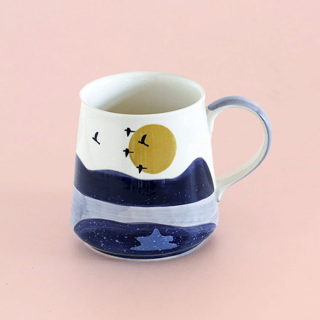 Hand-Painted Blue Wilderness Ceramic Mug