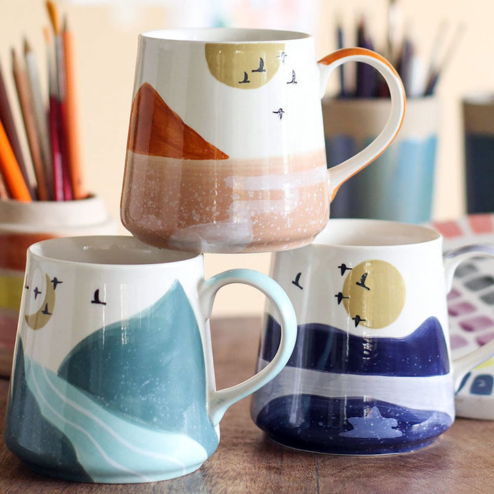 Hand-Painted Teal Wilderness Ceramic Mug