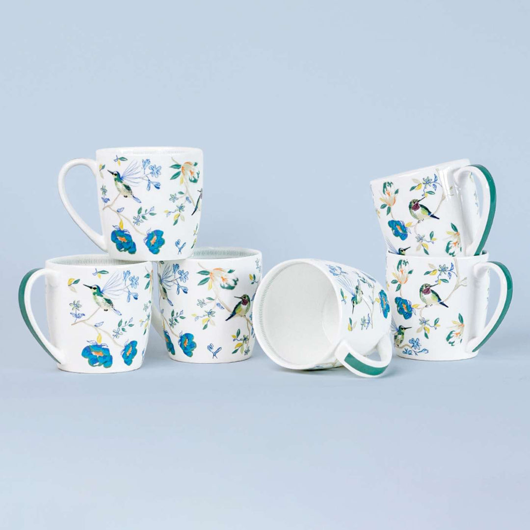 Wings Paradise Summer Porcelain Mugs | Set Of 6