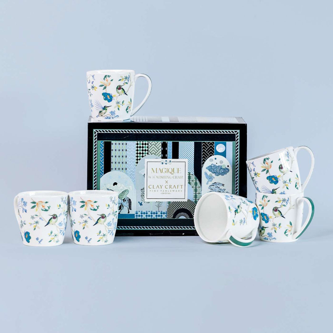 Wings Paradise Summer Porcelain Mugs | Set Of 6