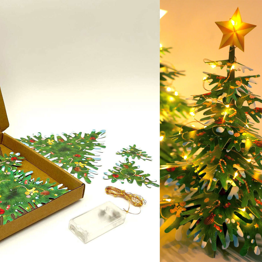 2-in-1 Christmas Tree with Fairy Lights: DIY Paper Craft Kit