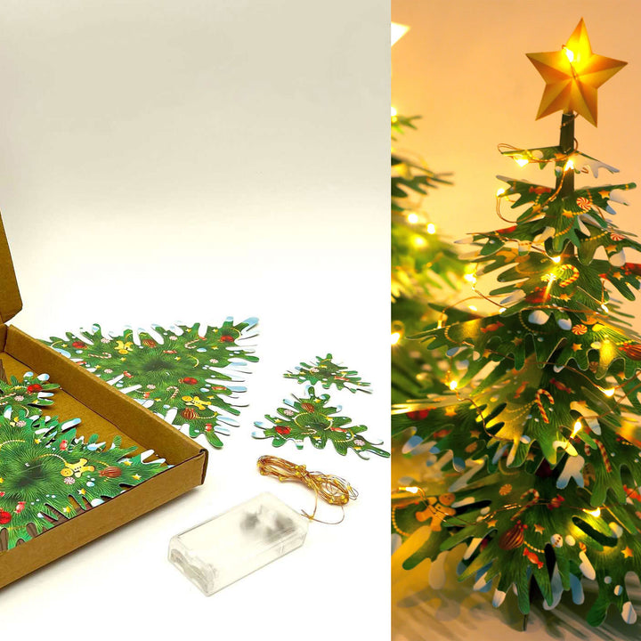 2-in-1 Christmas Tree with Fairy Lights: DIY Paper Craft Kit