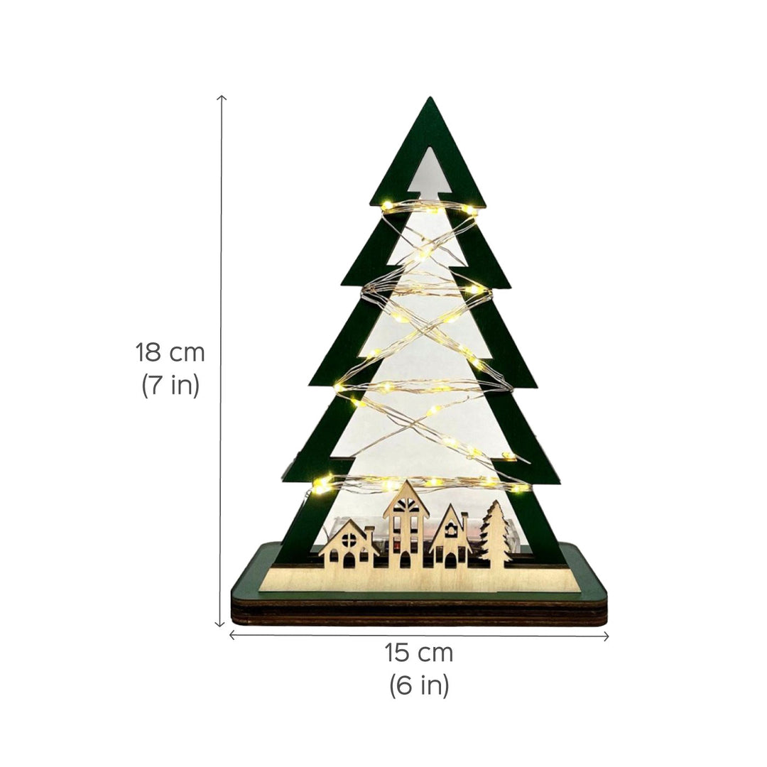 Wooden Tree with Lights Christmas Table Decor