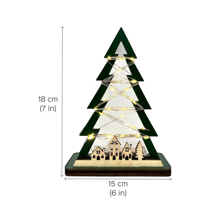 Wooden Tree with Lights Christmas Table Decor