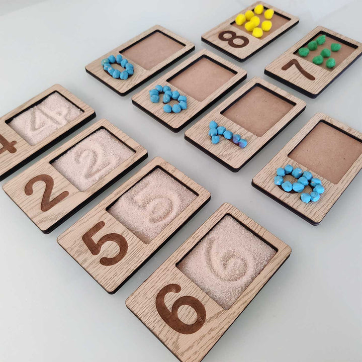 Handmade Wooden Numbers Tracing Writing And Counting Tray