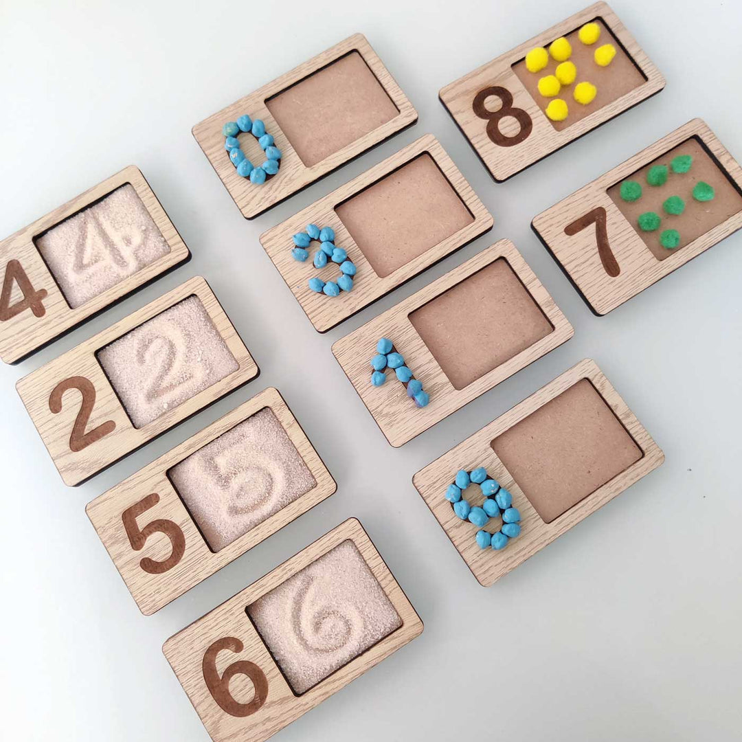 Handmade Wooden Numbers Tracing Writing And Counting Tray