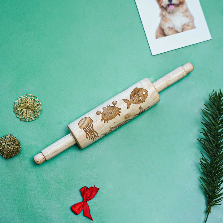 Handmade Ocean Theme Play Dough Rolling Pin