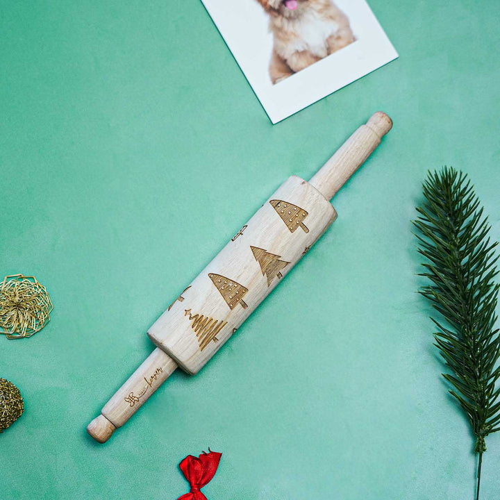 Handmade Christmas Theme Wooden Rolling Pin