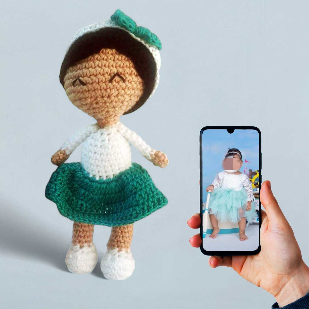 Photo Personalized Crochet Young Girl Theme Cotton Replica Doll