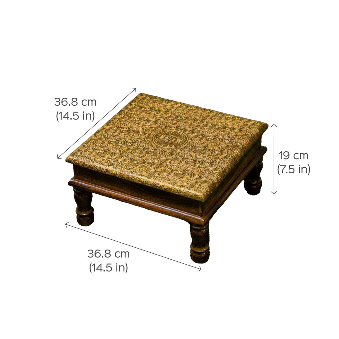 Zar Wood & Handcrafted Gold Artwork Stool