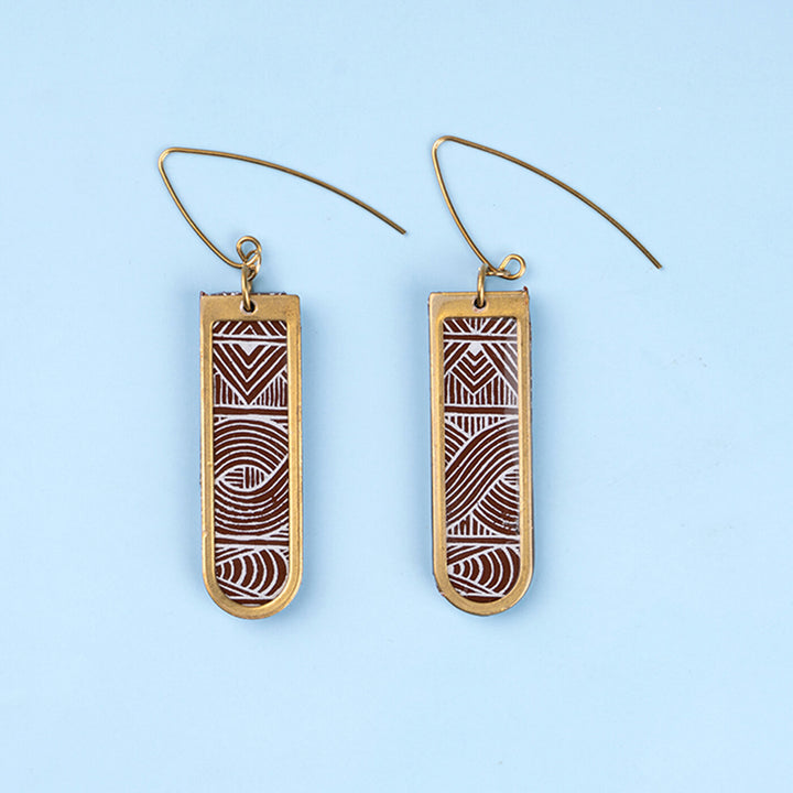 Handmade Clay Aztec Drops Dangler Earrings