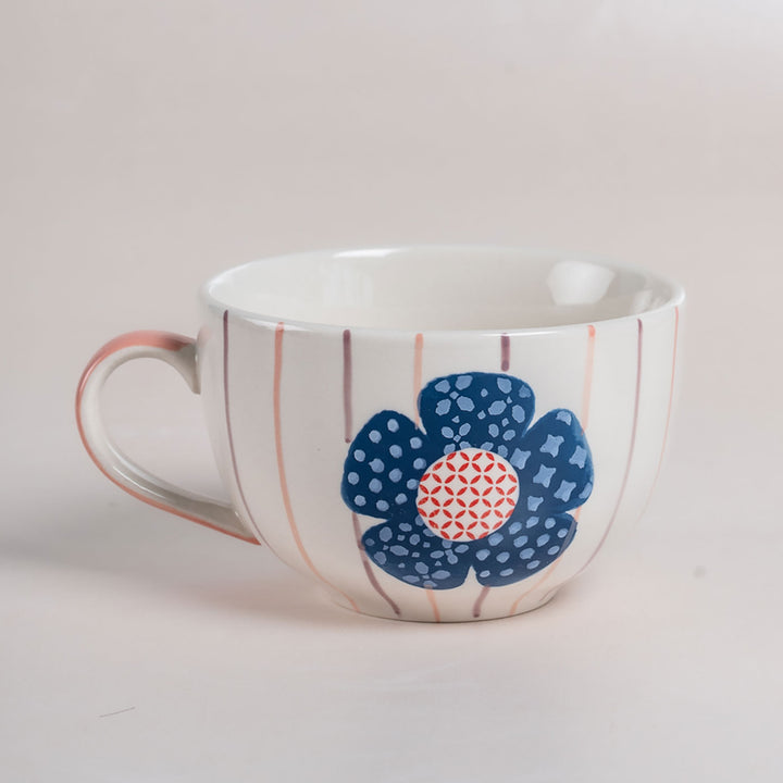 Handpainted Zinnia Ceramic Teacup & Saucer | Set Of 8