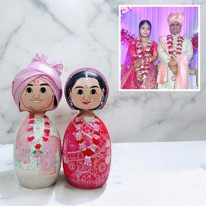 Photo Personalized Wooden Wedding Dolls For Couples