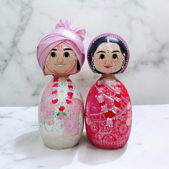 Photo Personalized Wooden Wedding Dolls For Couples