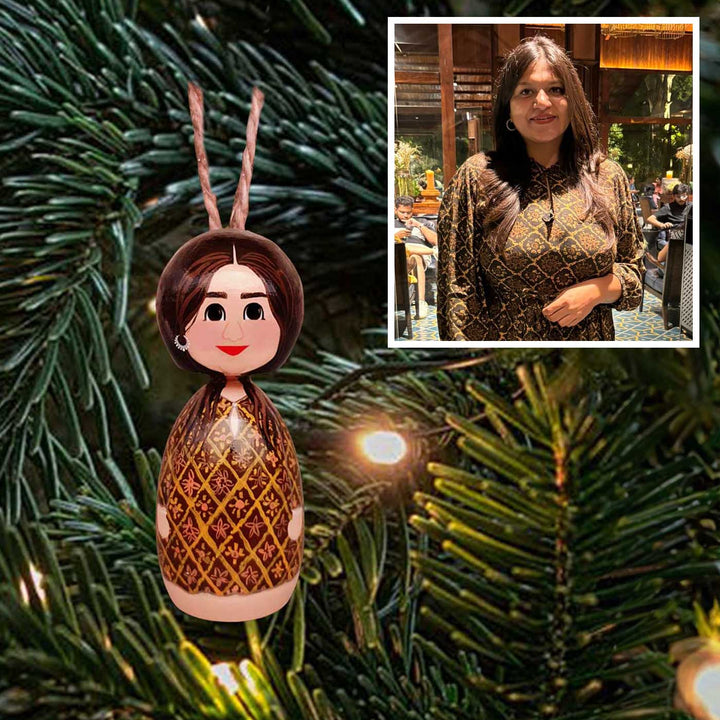 Photo Personalized Hand-painted Wooden Doll Ornament For Christmas Tree Decoration