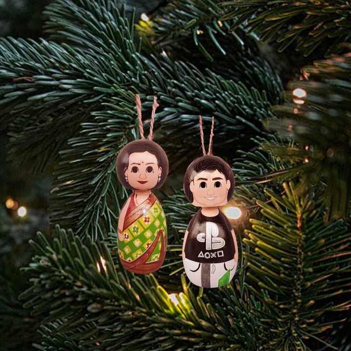 Photo Personalized Hand-painted Wooden Doll Ornament For Christmas Tree Decoration