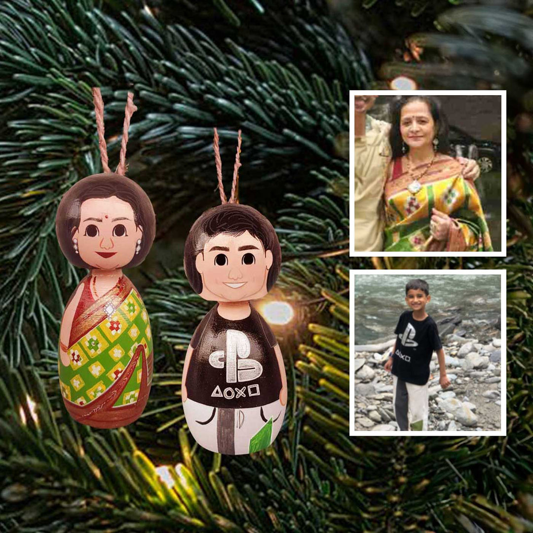 Photo Personalized Hand-painted Wooden Doll Ornament For Christmas Tree Decoration