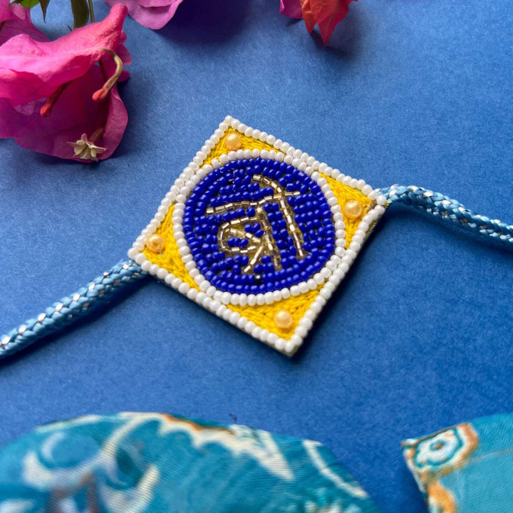 Handmade Beaded Bro Rakhi With Roli Chawal