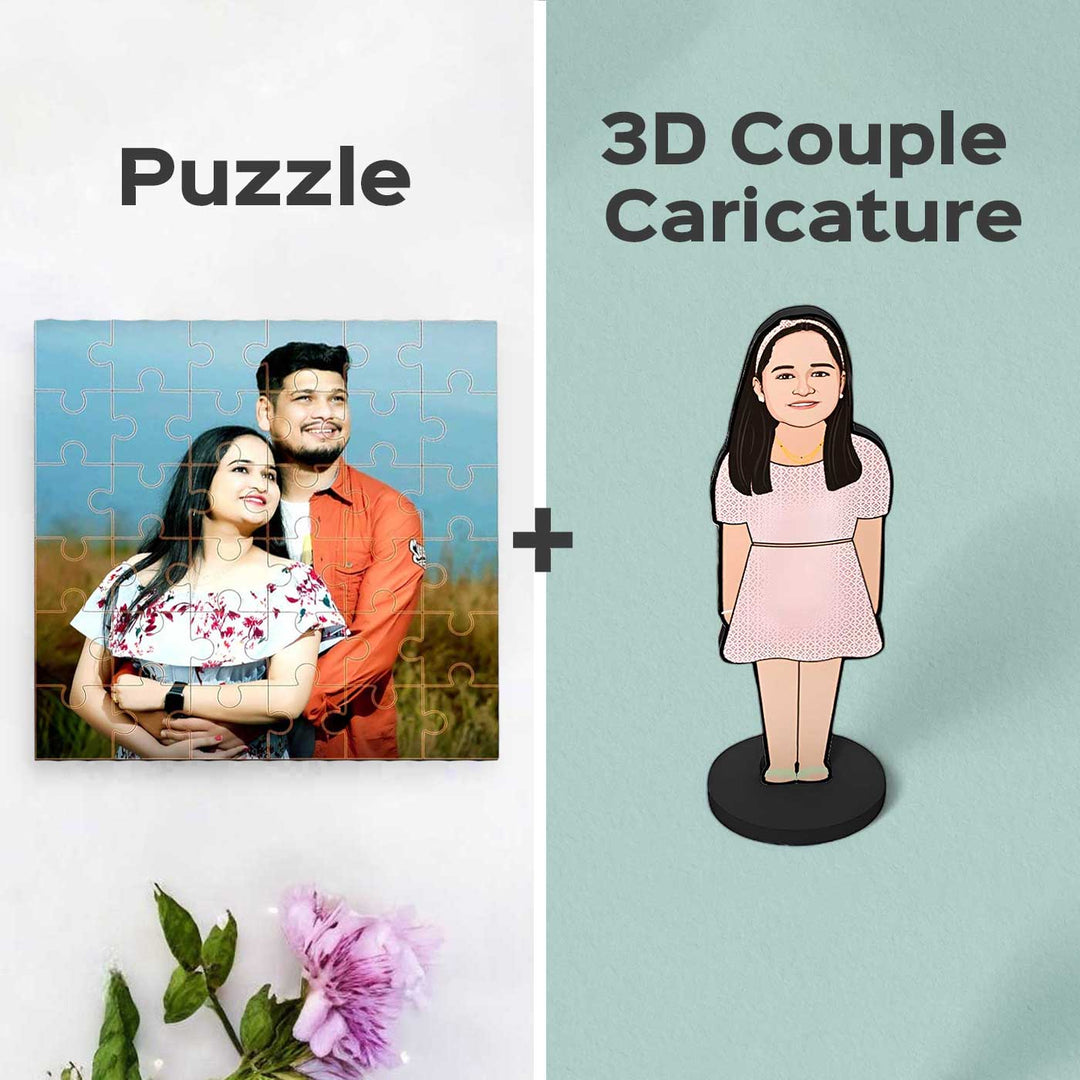 Photo Personalized Single Acrylic Caricature Cutout With Puzzle