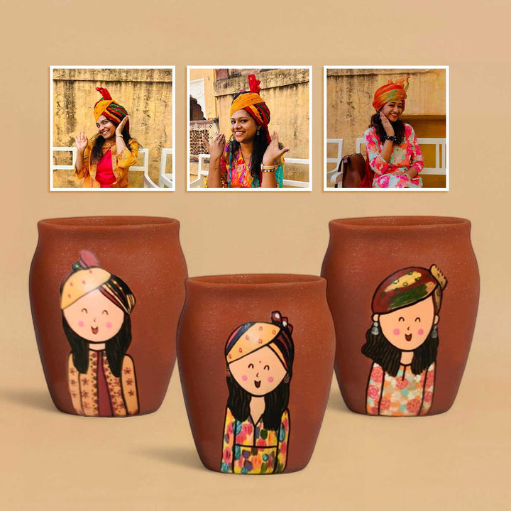 Personalised Terracotta Kulhads with Photo Based Caricatures